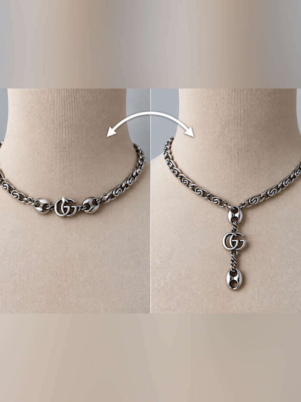 Vintage Gucci x Junk You! Rescued Necklace | Silver Two-way Squiggle Link 15-17”